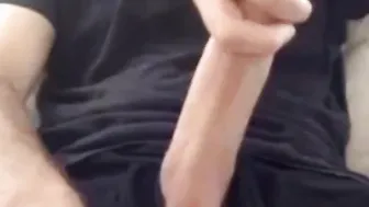 Muscular amateur strokes his thick long cock with big mushroom head