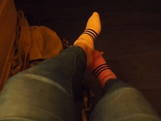 Teen Takes Off Socks And Stretches Her Toes