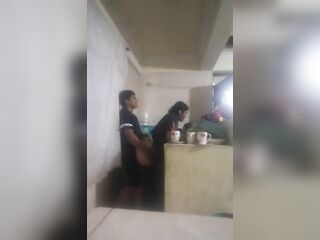 Maid Screwed in the Kitchen (my Wife Nearly Discovered Us Out)