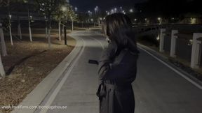 Woman wearing a turtleneck sweater as a mask