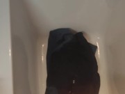 Wetting my jeans, pissing and cuming on them.