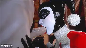Harley Quinn Pleasures Joker with Steamy Blowjob in Retro Outfit Fantasy