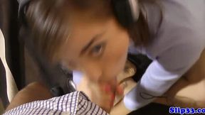 Hungry Euro Slut Drains Old Dude's Balls in Amateur Cumshot Blowjob