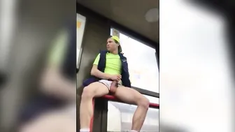 Amateur Twink Strokes Big Cock in Public Metro Station