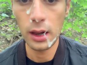 After grindr date I ended like whore outdoor - cum mess on face