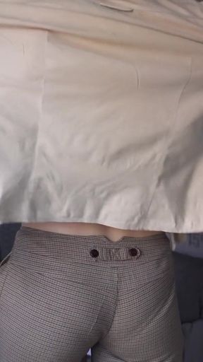 Key moment from &quot;Amateur Milf Try On Haul Work Outfits In Full Back Panties And Teases Panty Line&quot;