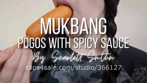 Mukbang Pogos With Spicy Sauce