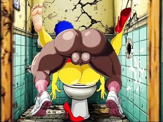 Married Housewife Gets Screwed In A Public Bawdy Restroom. Toon. Simpsons Parody.