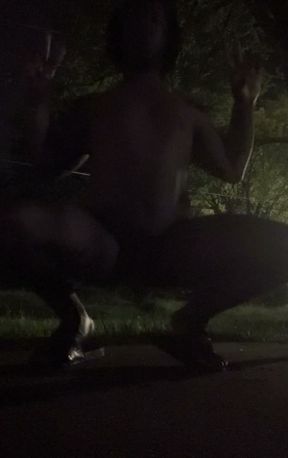 Fooling Around At Night Outside On The Sidewalk Fully Naked Part 1