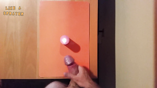 Hand Job and cum-shot on a candle. Stroking offf and attempting to change off the flame