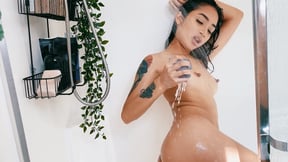 Small tits black babe Avery Black exposing sexy body after hot striptease
