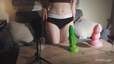 ASMR Girl Unboxes and Plays with a Big Dildo