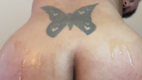 Teasing my super tight pregnant asshole