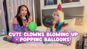 Cute Clowns Blowing up and Popping Balloons