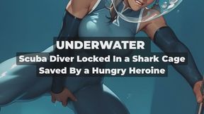 UNDERWATER - Scuba Diver Locked In a Shark Cage Saved By a Hungry Heroine