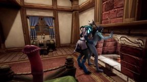 Shemale demon fuck pregnant elf in front of the fireplace