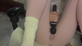 the leggings were soaked through from playing with a vibrator.