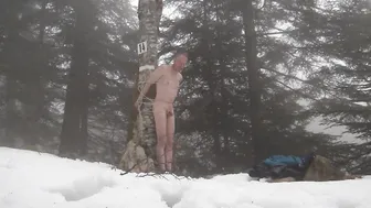 Outdoor BDSM anal and blowjob in the snow