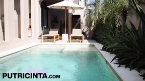 Putri Cinta Playfully Bending Over At the Poolside Ready to Be Fucked