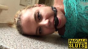 Bondage Blonde Gagged and Fucked in Hardcore Cowgirl Session