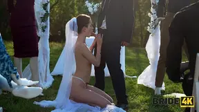 Shaved and married European bride gets fucked on her wedding day