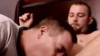 Bearded amateur smokes a cigarette while getting his cock sucked