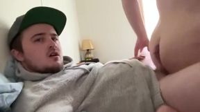 Assjob makes him cum in his own mouth!