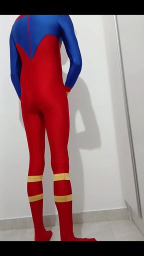 Having fun at home with my Superboy zentai costume