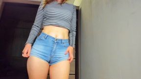 hot striptease in short panties and bra