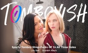 Tomboyish - Sporty Tomboy Strap-Fucks GF In All Three Holes