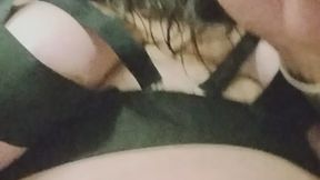 Smoking in a very provocative outfit goth look with belly worship and pussy rub