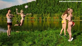 Nursing back to pleasure - part 82 - teens playing volleyball in bikinis