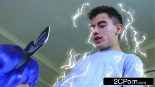 Blue Hair Curby Bulma Cosplayer ruchana przez Goku w XXX parodii Dragon Ball