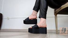 (597) Shoe Collection: Black Platform Sandals - Dame Olga (1440p)