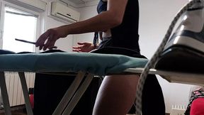 Sexy woman doing housework naked  Ejaculation on his wife's big ass  Steamy foreplay with a couple &mdash;  massage at the day