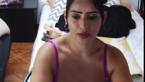 A hot milf seducing and showing her big tits