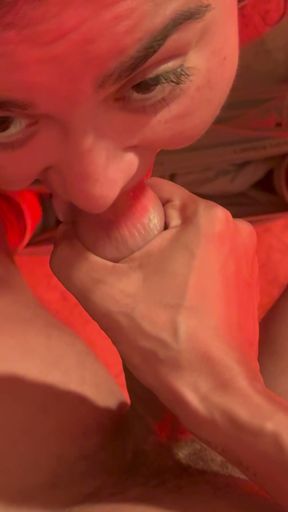 Close up Horny chubby girl sloppy blowjob cum in mouth