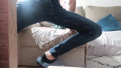 The Horny Jerk Off With The Nice Big Cock Jerks Off With The Tv Remote And Cums In His Hand