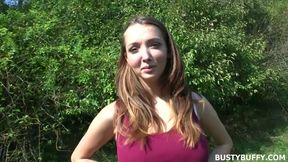 Busty teen Lucie Wilde is fucking in the middle of a forest