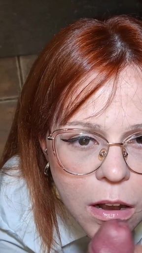 Memorable moment from "Naughty nerd gives a perfect blowjob at school"