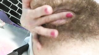 very close up of my bushy vagina. filthy talk into