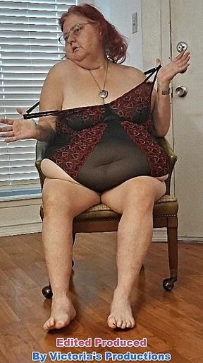 BBW Mature Redhead Nurse Vicki Models Lingerie