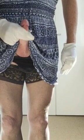 Sarah cd cums in short dress