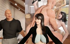 Asian Slut Wife Dominated by a Big Muscular Man in Front of Boyfriend