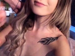 Latin Teen Blowjob POV with Cumshot On Her Chin