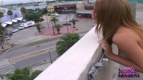 This hottie is totally naked in a parking garage