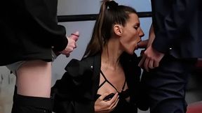 French MILF Rough Anal Threesome in Parking Lot