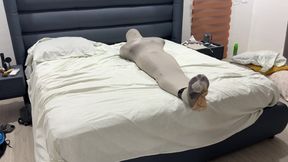 Mummified in Pantyhose Cocoon Vulnerable Encased Inside Nylon