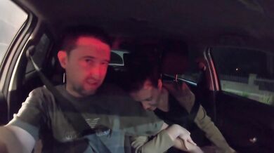 New Year’s drive through blowjob makes her swallow then fucks her on the way home