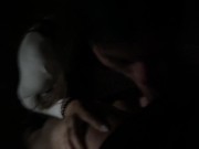 Sexy mini skirt, pussy and panties flashing before risky blowjob